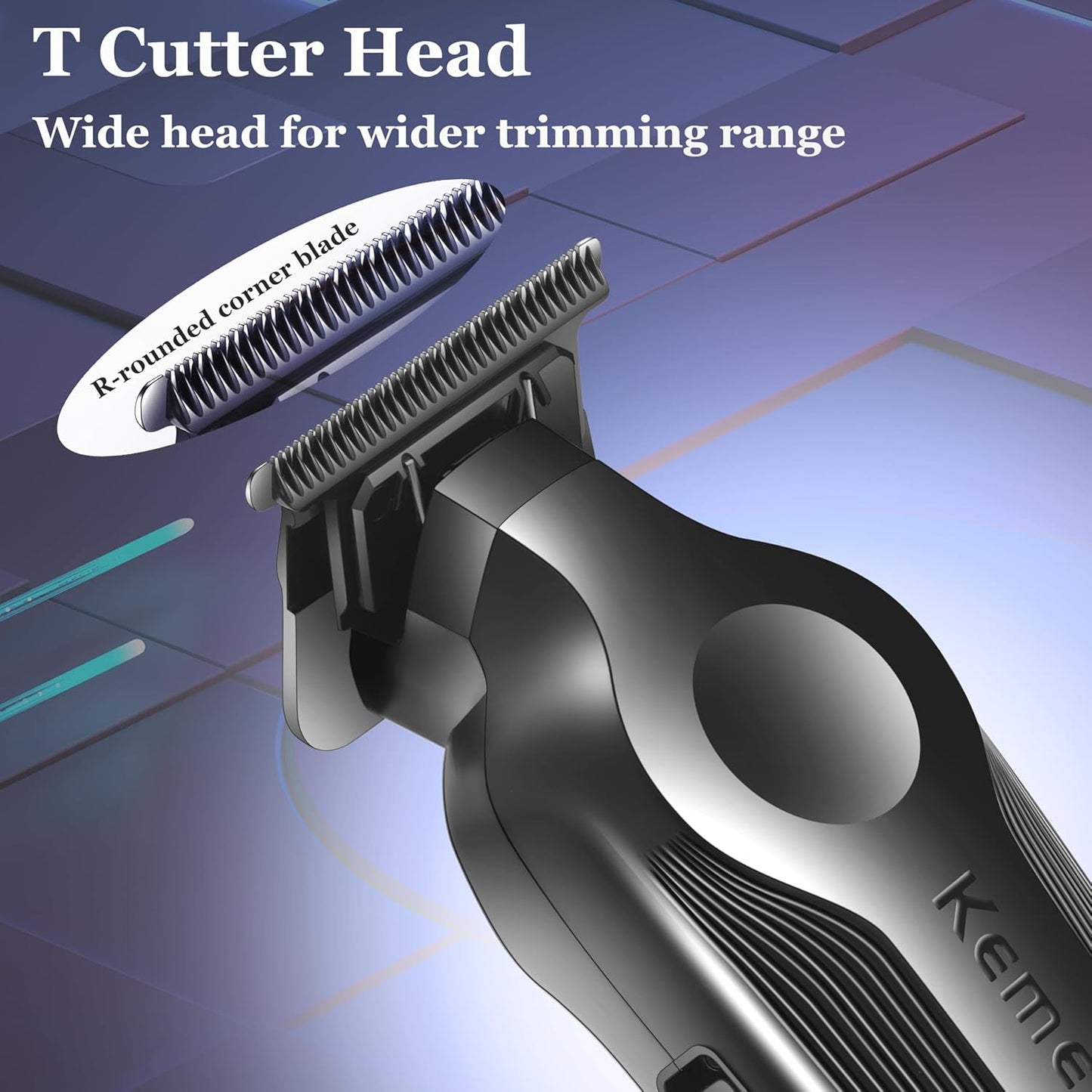 KEMEI Hair Trimmer for Men, Zero Gapped Cordless Hair Clippers Beard Trimmers with T Blade, Rechargeable Barber Clipper with LED Display, Black