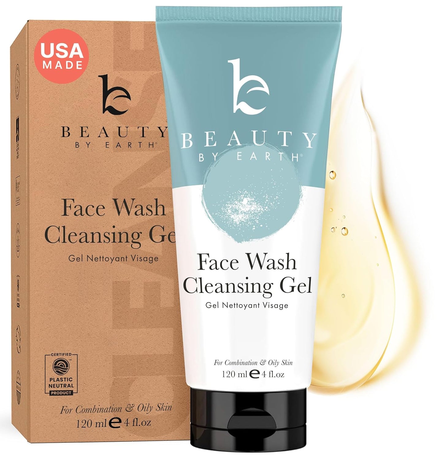 Beauty by Earth Clean Face Wash - USA Made with Organic & Natural Ingredients, Non-Toxic Facial Cleanser