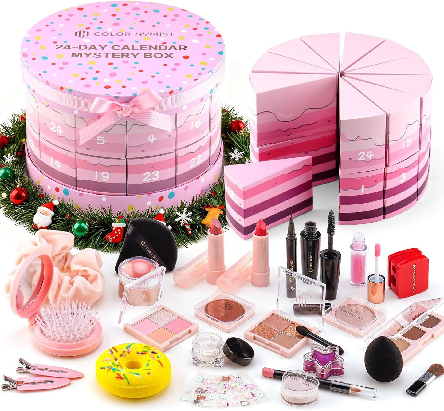 Color Nymph Makeup Advent Calendar 2025, 24 Days Advent Calendar Mystery Box for Christmas, Makeup Gift Sets - Xmas Beauty Countdown Calendar Cosmetics Kit for Women Girls Teens Daughters #Pink