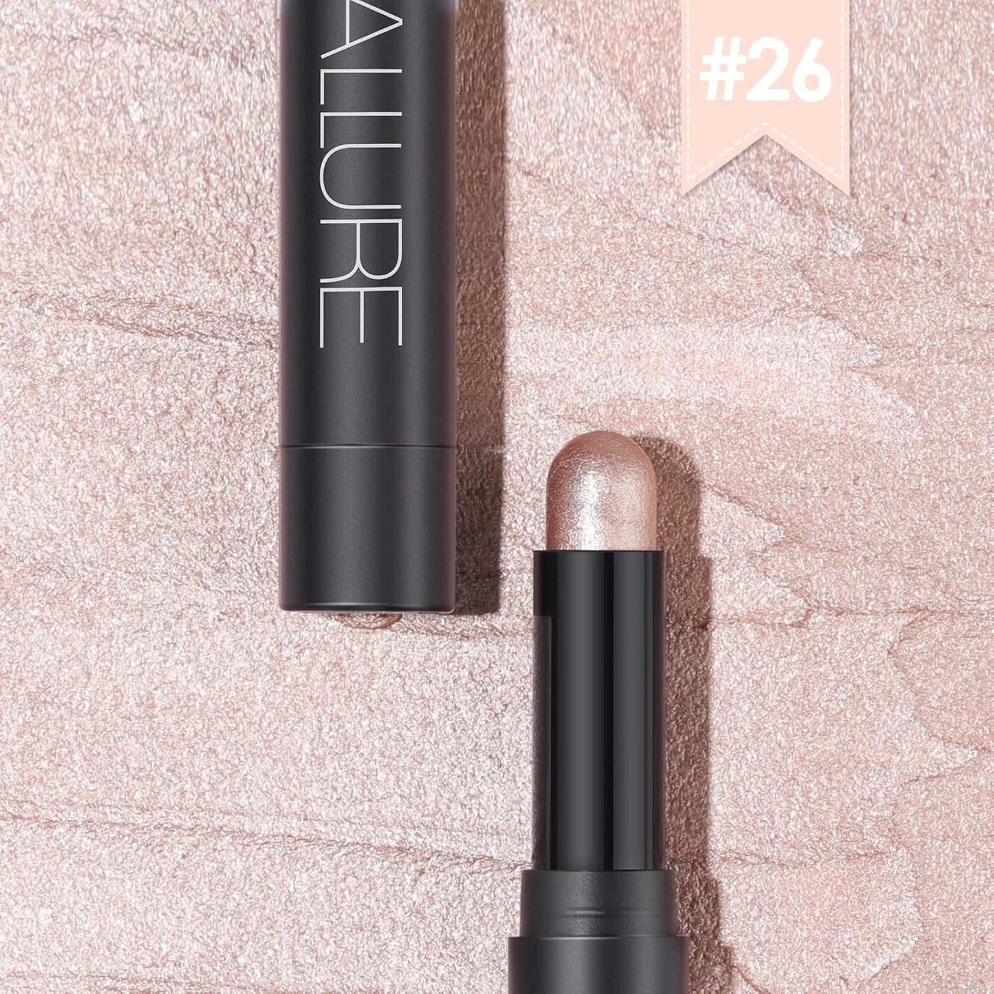 FOCALLURE Shimmer and Matte Cream Eyeshadow Stick,Smooth Brilliant Eye Brightener Pencil for Women,Long Lasting Waterproof Eye Shadow and Liners Makeup,CHAMPAGNE