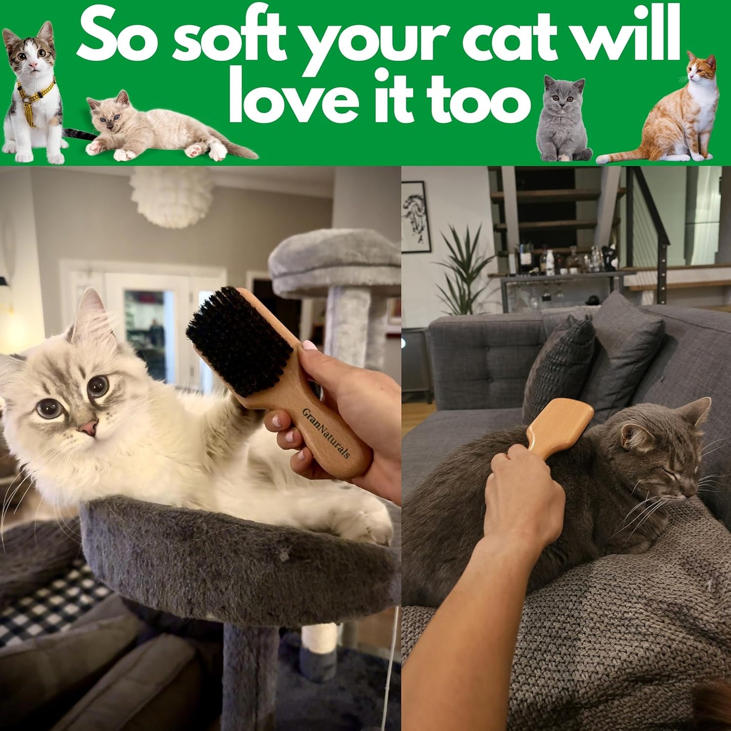 GranNaturals Soft Boar Bristle Slick Back Hair Brush - Hairbrush for Smoothing, Fades, Beards, 360 Waves to Style, Polish, & Lay Down Hair to Create a Sleek Ponytail Bun Hairstyle for Women & Men