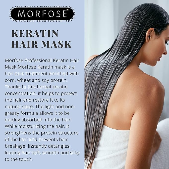 Morfose Keratin Hair Mask for Curls, Frizzy, Bleached Hair, Deep Conditioning with Improved Elasticity, 500ml