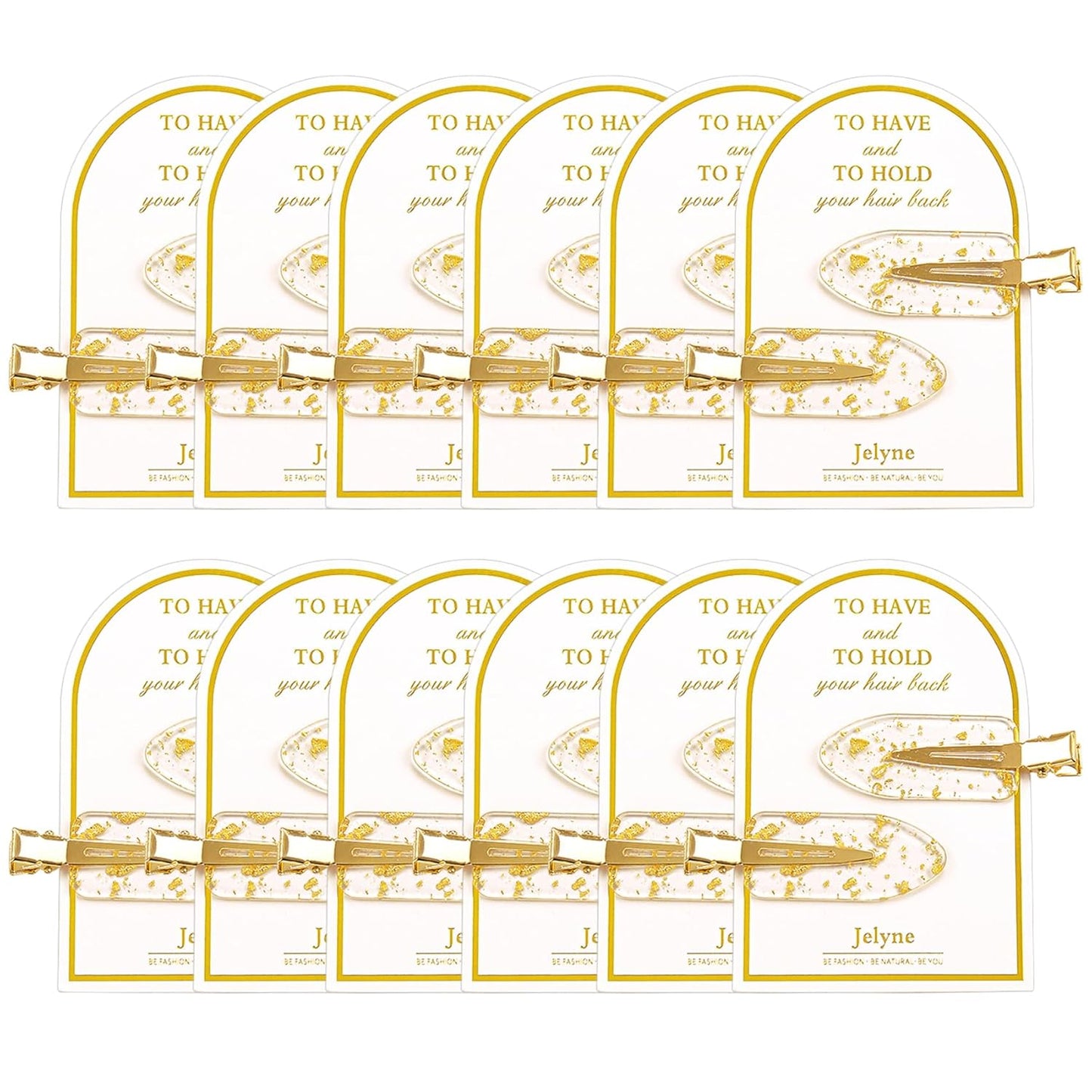 No Bend Hair Clips 24PCS No Crease Hair Clip for Styling Gold Glitter Bridesmaid Hair Clips for Makeup Get Ready Hair Setting Clips for Bangs Bridesmaid Proposal Gifts(24 pcs/12 cards)