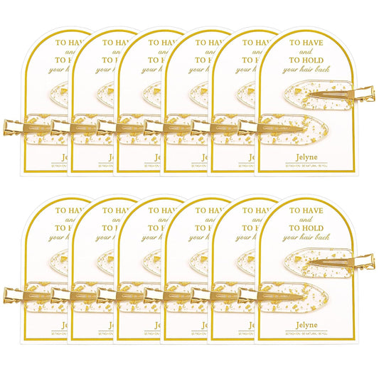 No Bend Hair Clips 24PCS No Crease Hair Clip for Styling Gold Glitter Bridesmaid Hair Clips for Makeup Get Ready Hair Setting Clips for Bangs Bridesmaid Proposal Gifts(24 pcs/12 cards)