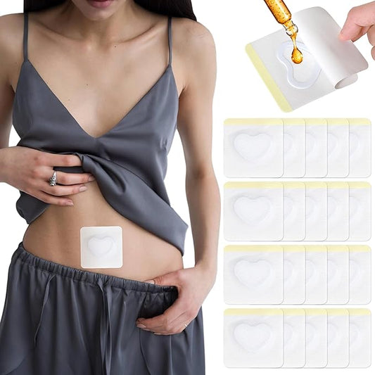 20Pcs Castor Oil Pack Wrap in Belly Button for Liver Detox, Highly Absorbent Self-Adhesive Castor Oil Wrap Organic Cotton, Anti-Seepage(Oil Not Included)