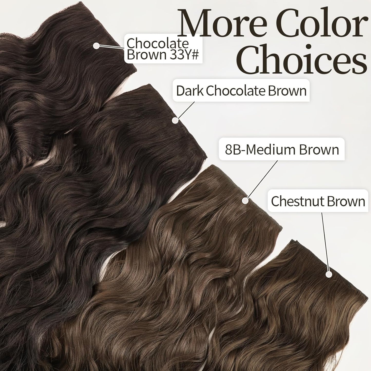 KooKaStyle Clip in Synthetic Hair Extensions Long Wavy 4PCS Thick Hairpieces Chestnut Brown Fiber Double Weft Natural Hair Extensions 16 Inch for Women