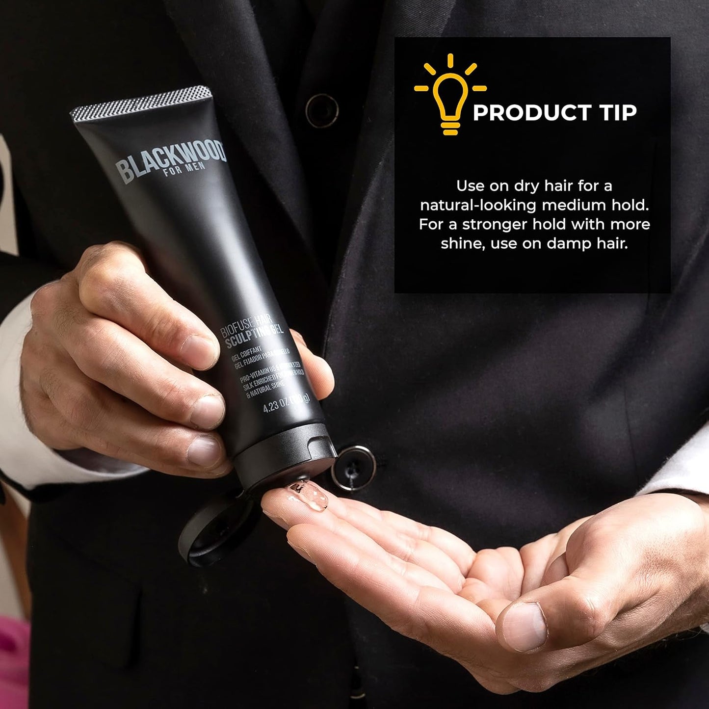 Blackwood For Men BioFuse Hair Sculpting Gel - Men's Hair Styling Product for All Hair Types - Long Lasting Hold - Natural Vegan Formula - Sulfate Free, Paraben Free, & Cruelty Free (7.76 Oz)