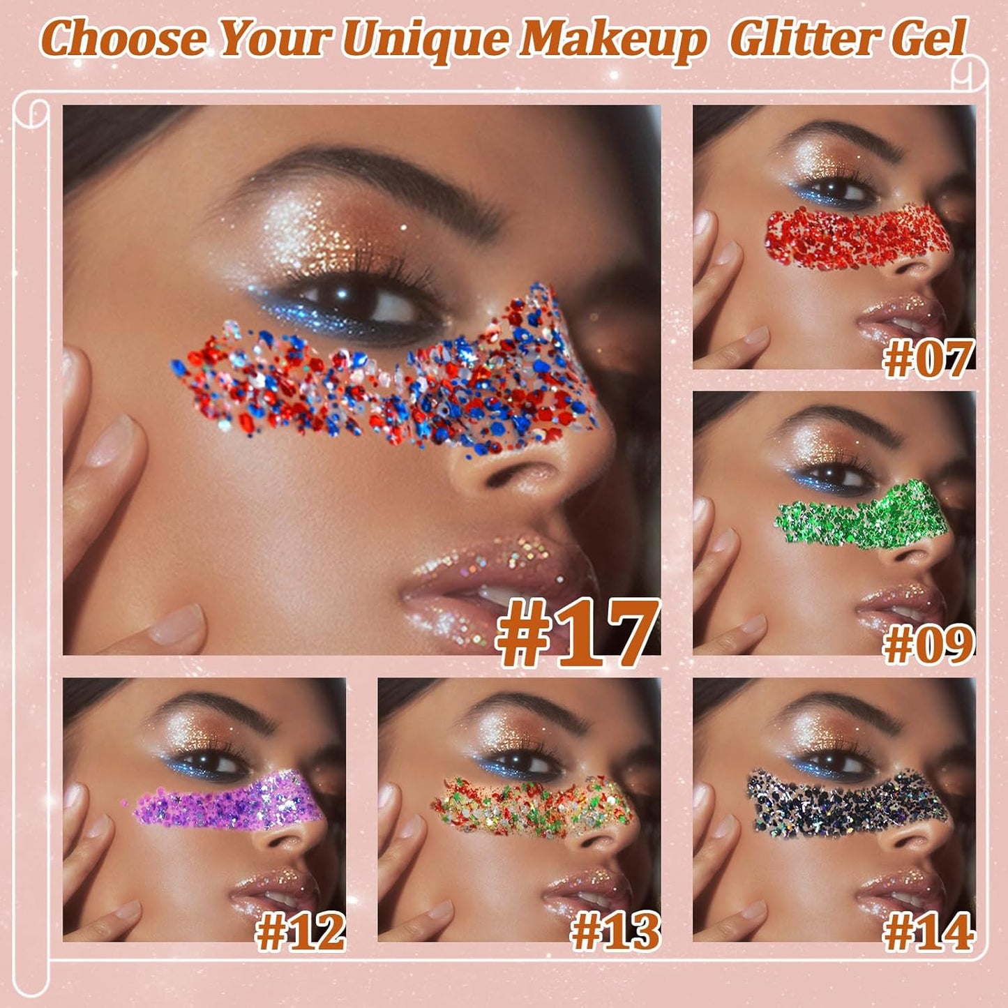 Boko Independence Day Body Glitter Gel, 50ML Red White Blue Chunky Glitter Gel for Face Hair Body Makeup, Patriotic Glitter for 4th of July Memorial Day Veterans Day Flag Party Event Rave Accessories