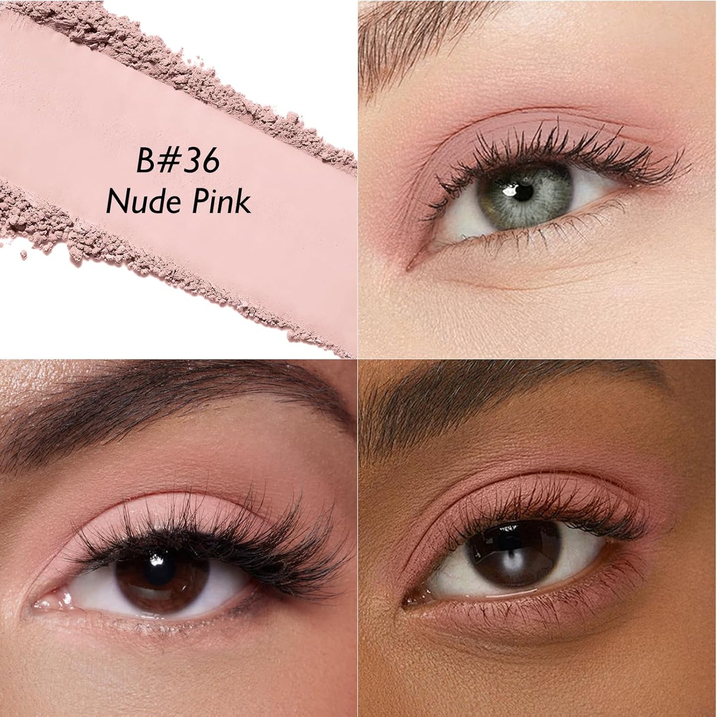 Nude Pink Matte Eyeshadow, Single Nude Neutral Eyeshadow Palette High Pigment Long Lasting Blendable Compact Monochrome Pressed Powder Eye Shadow Palette Makeup for Women, #36