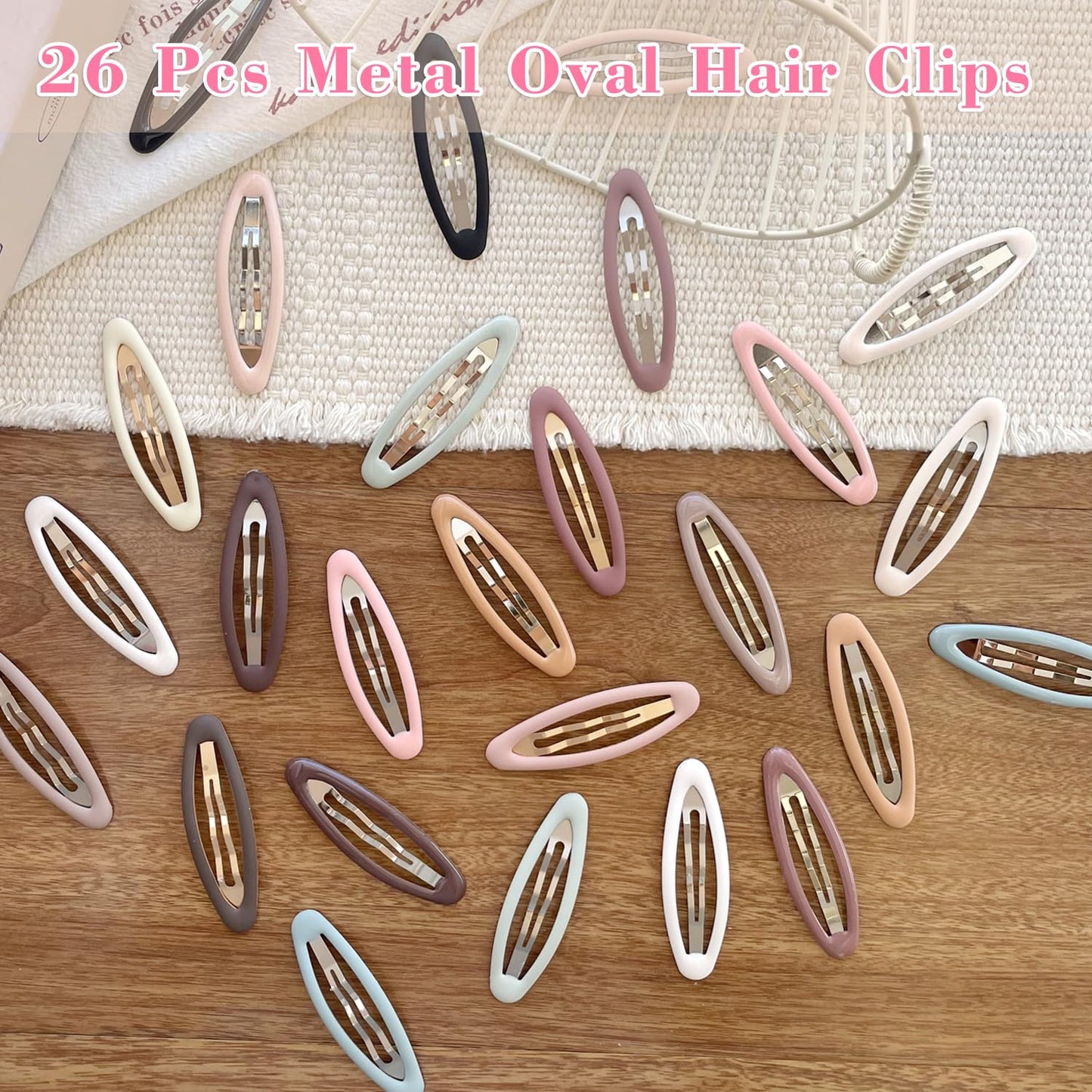 26 Pcs Metal ellipse Hair Clips No Slip for Women & Girls,Strong Hold Matte Hair Clips for Thick Hair & Thin Hair,Hair Barrettes for Women