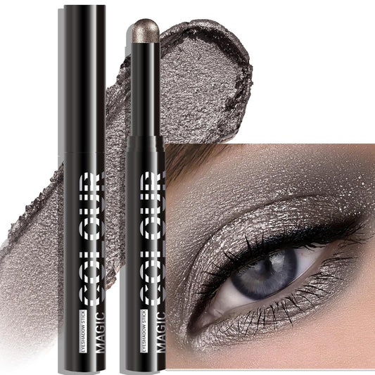 Glitter Eyeshadow Stick - Dark Taupe Shimmer Long Lasting Cream Eye Shadow Pencil Buildable Sparkling Face Highlighter Makeup, Lightweight Waterproof & Smudge Proof for Easy Application