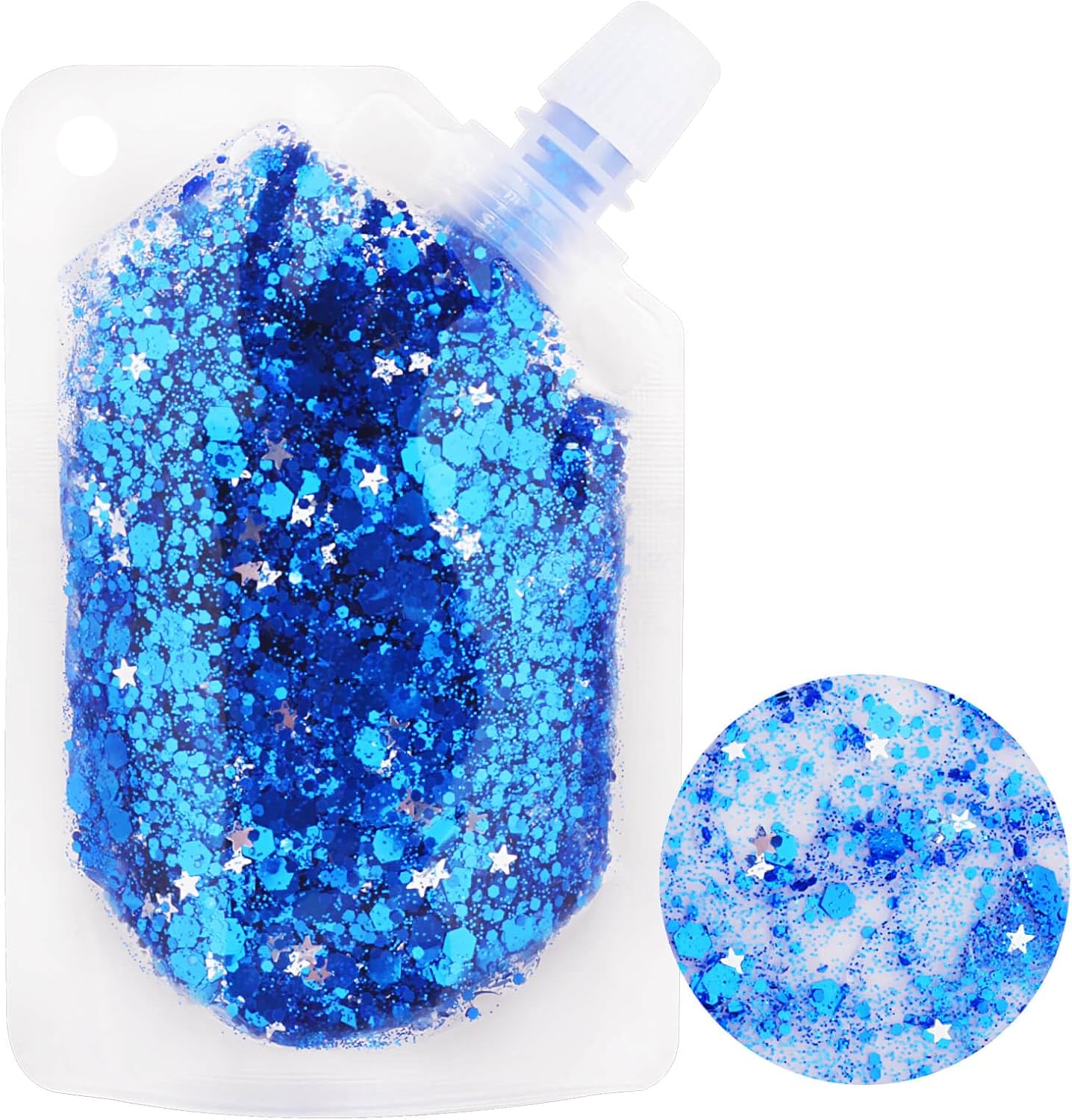 MEICOLY Navy Blue Face Body Glitter,4th of July Face Glitter Accessories,Mermaid Sequins Chunky Glitter Face Paint for Face/Body/Hair/Eye/Lip,Sparkly Body Glitter for Women and Kids