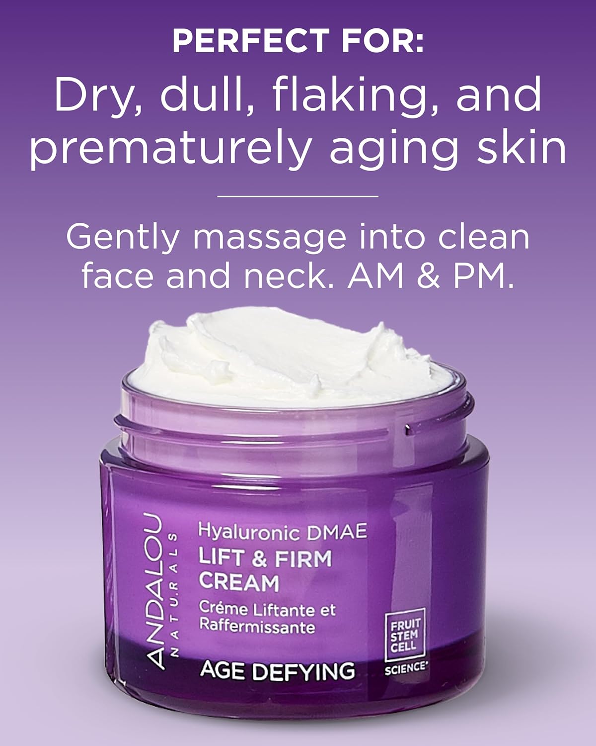 Andalou Naturals Hyaluronic DMAE Lift & Firm Skin Cream | Anti Aging Face Moisturizer With Hyaluronic Acid |Helps Reduce Fine Lines & Wrinkles | 1.7 oz