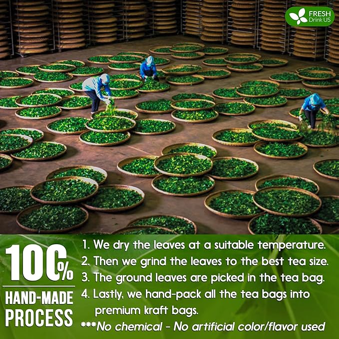 FreshDrinkUS, Premium 75 Senna Leaf Tea Bags, 100% Natural & Pure from Senna Leaves. Loose Leaf Senna Herbal Tea, Made with Natural Material Tea Bags. No Sugar, No Caffeine, No Gluten, Vegan.