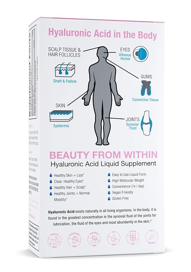 Hyalogic Beauty From Within Hyaluronic Acid Liquid Supplement - Liquid Hyaluronic Acid for Skin Hydration, and Collagen Boost - Vegan, Gluten-Free, Odorless & Tasteless (1 Fl Oz)