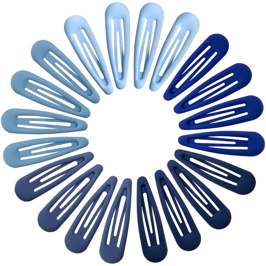 Small Hair Barrettes For Women No Slips Metal Snap Clips For Thin And Fine Hair,Matte Multiple Blue,20 PCS,1.97 x 0.5 Inch.