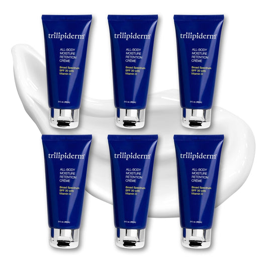 Trilipiderm 3oz TSA Travel Size 6-Pack All-Body Moisturizer with SPF 30 for Body, Face, Hands, & Feet