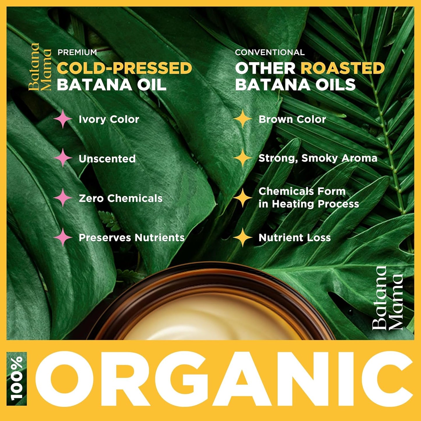 Cold-Pressed Batana Oil for Hair Growth, 100% Pure & Organic, No Burnt Smell, Hair Mask from Honduras, Fade Stretchmarks, All Natural