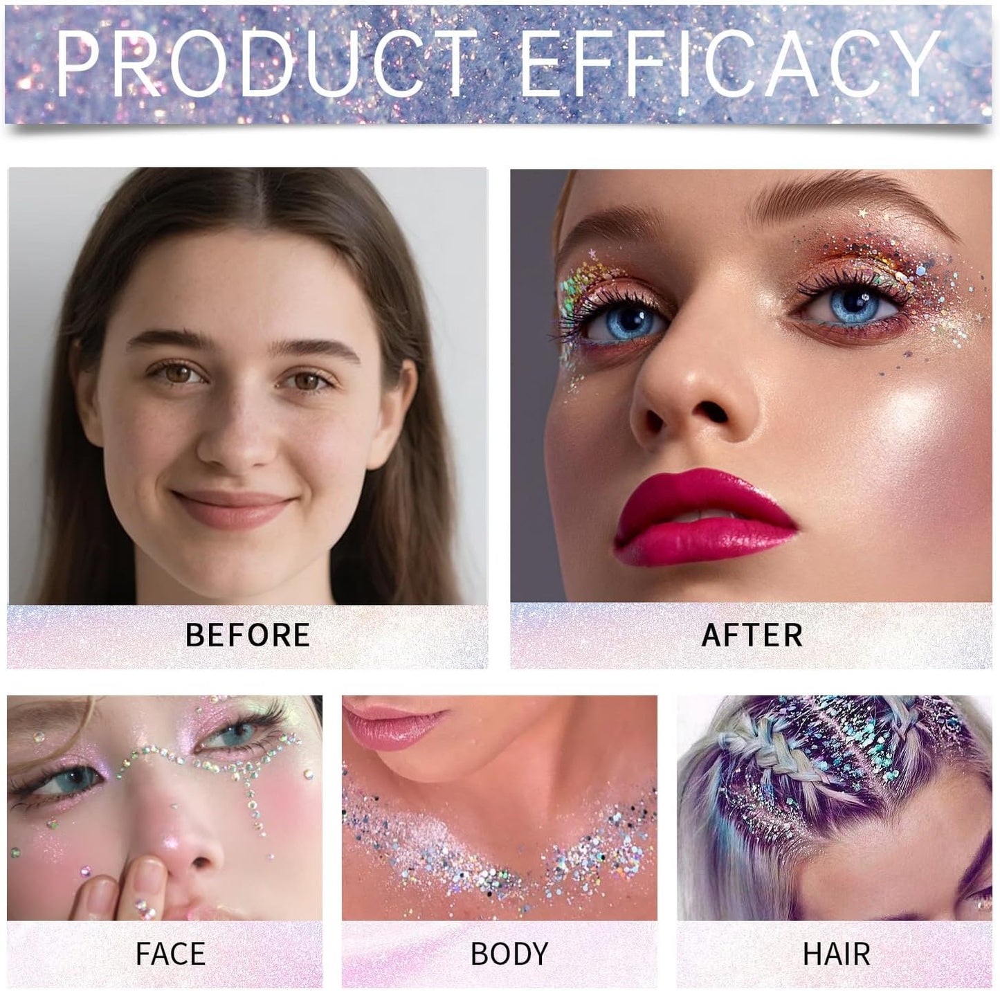 Face and Body Glitter Stick,Holographic Sparkling Neon Outfit Singer Concert Music Rave Festival Party Accessories Glitter Gel. (Blue)