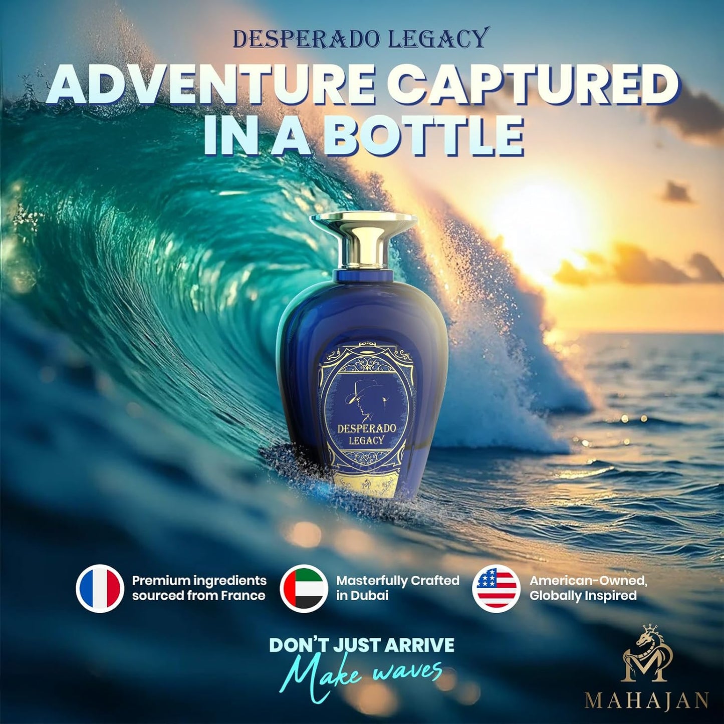 Mahajan Desperado Legacy Eau de Parfum – Ocean Fresh & Addictively Sweet Salted Citrus Cologne – Powerful Head-Turning Long-Lasting Luxury Pefume for Men (3.4 oz)