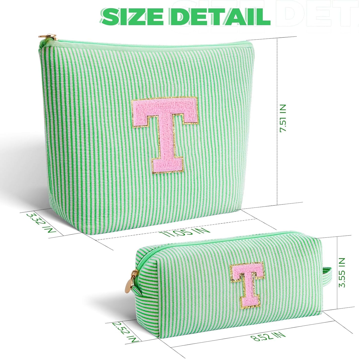 Teacher Appreciation Gifts,Thank You Gifts from Students,Birthday Teacher Retirement Gifts for Women,Teachers Day Gift Ideas,Makeup Bag Set Cosmetic Bag - Green,T