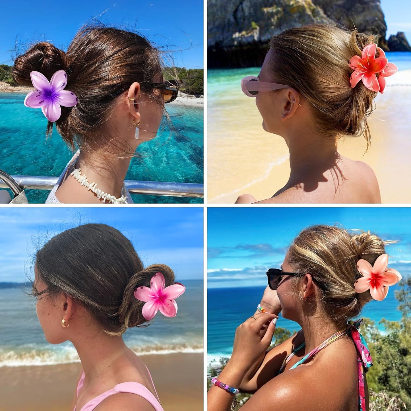 6 Pack Flower Hair Claw Clips for Women, Hawaiian Hibiscus Hair Clips, Cute Hair Accessories, Gifts for Women Girls