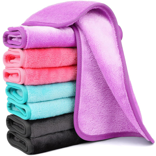 8 Pack Makeup Remover Cloth,13x7 Inch Reusable Makeup Remover Towels, Ultra Soft Microfiber Face Cloth Reusable Facial Washcloths, 4 Colors