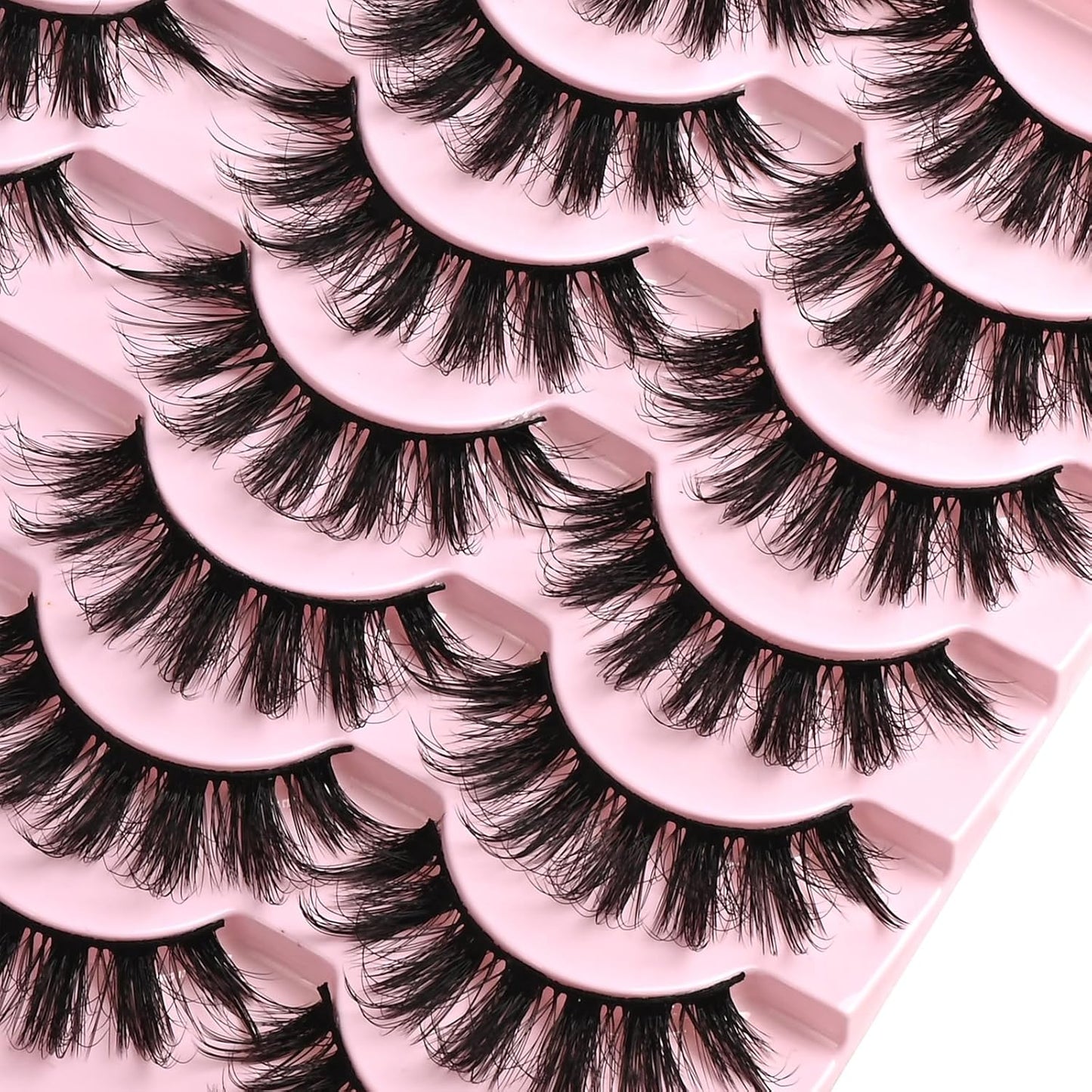 FARRED Lashes False Eyelashes Wispy Mink Lash Strips Natural Doll Eye Fake Eyelash Fluffy Wispies D curl Spiky Eye Lash Pack Easy Manga Lashes for Beginners (F6 | 11-17mm)