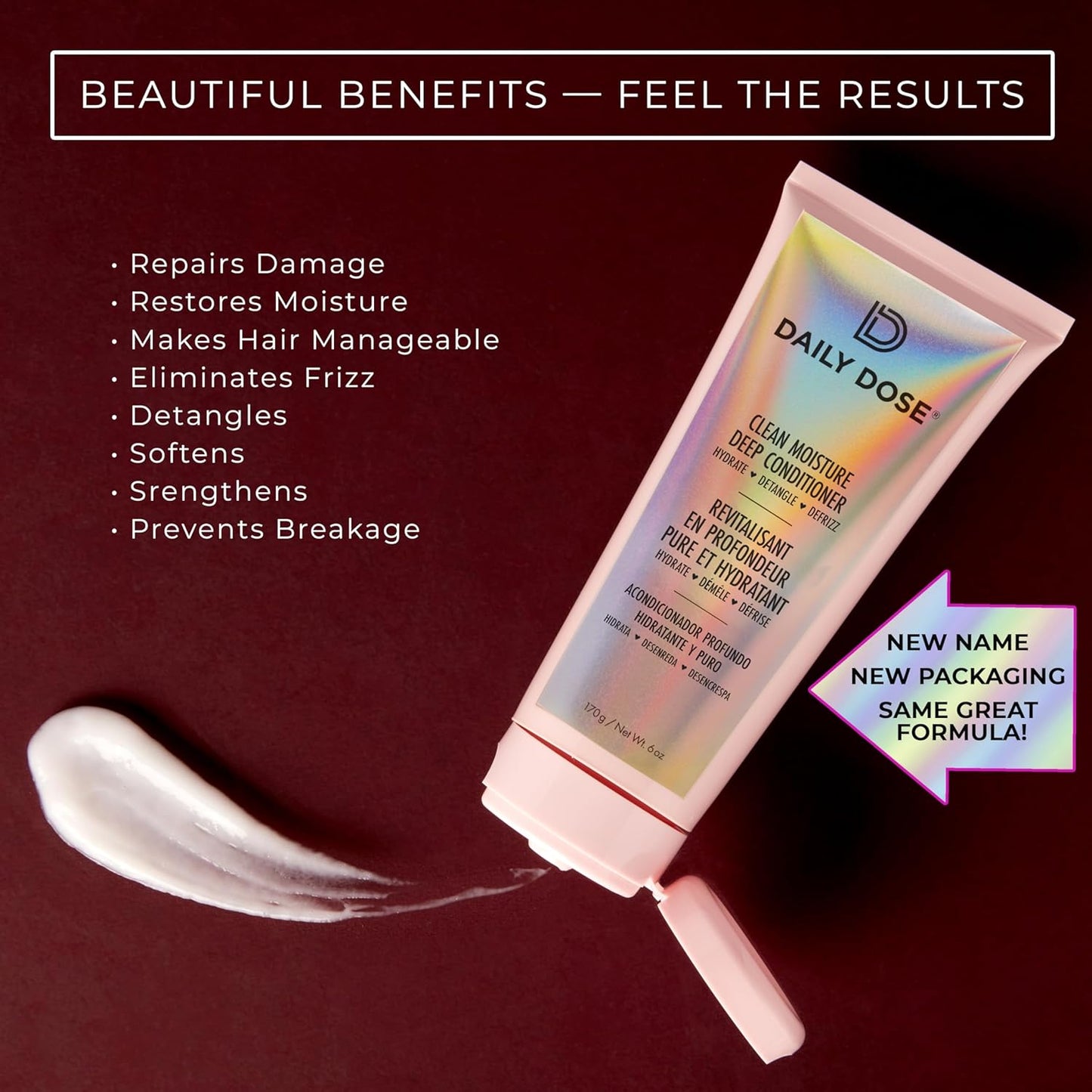 DAILY DOSE (2Pack 6oz Deep Conditioner Hair Mask/Masque - Treatment for Dry, Damaged & Colored Treated Hair - Paraben Free, Phthalates Free, Vegan & Cruelty Free - for All Hair Types