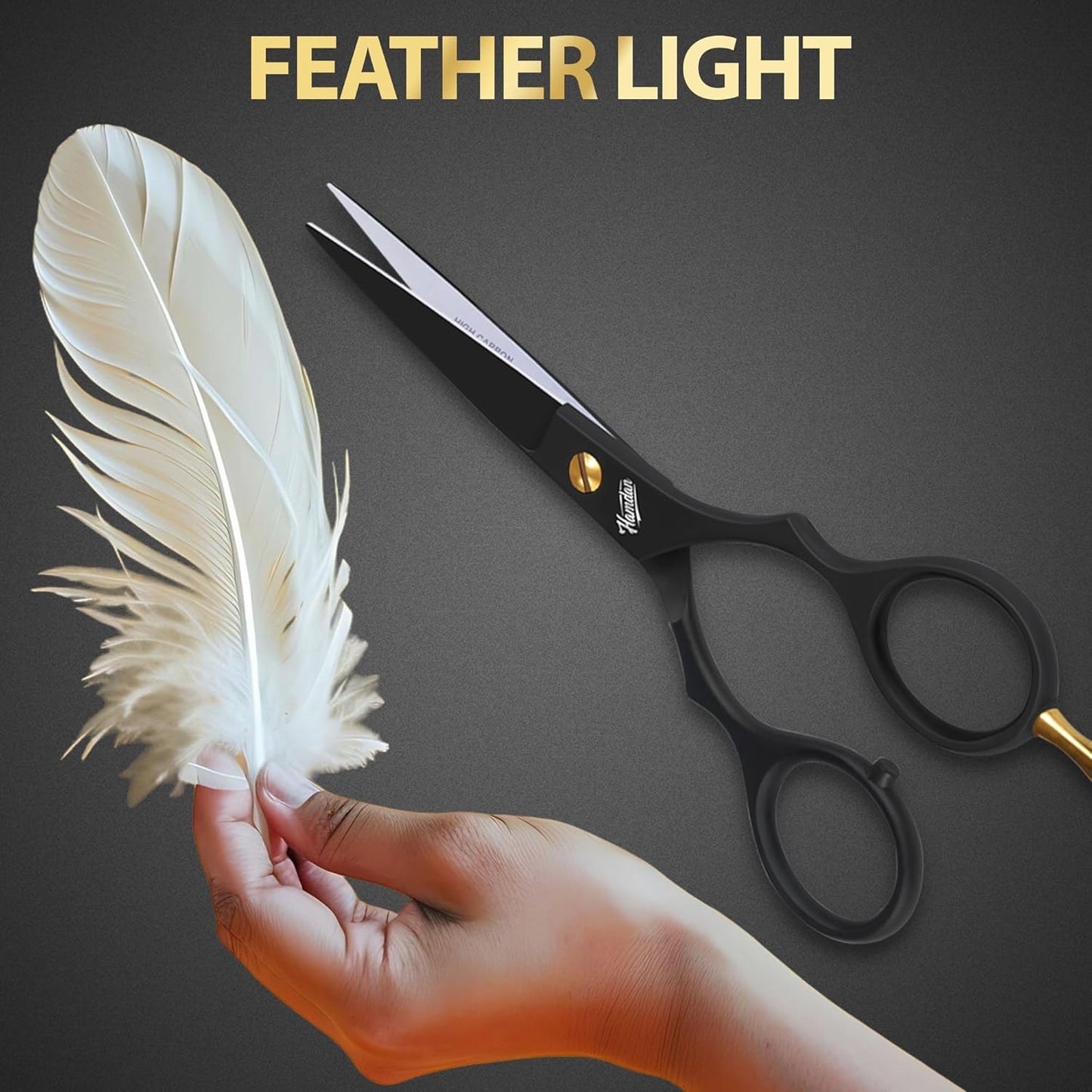 Hamdan 6.5” Matte Black Hair Scissors, Barber Shears for Men, Women & Kids – Ultra-Sharp Professional Hair Cutting Scissors with Pouch, Precision Haircut for Salon & Home - Tijeras De Peluqueria