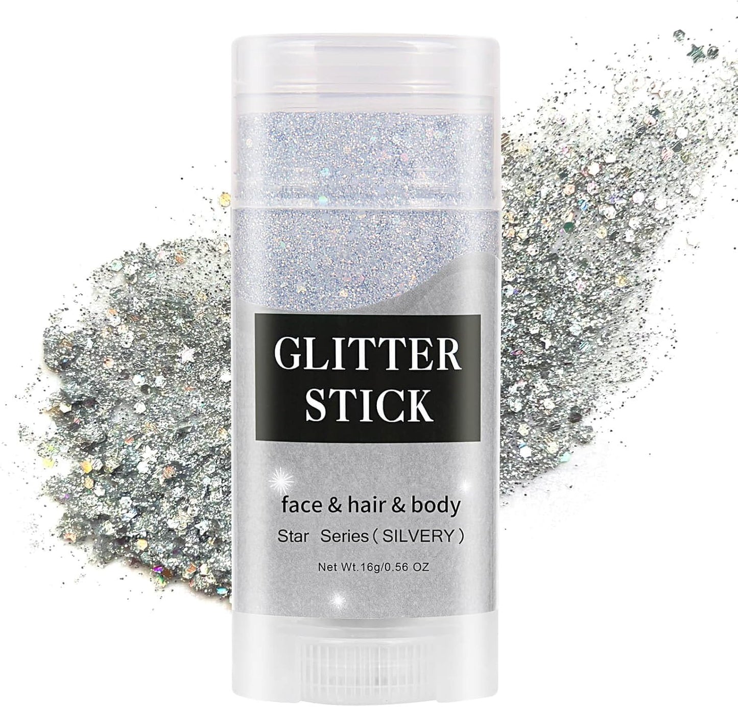 MEICOLY Silver Body Glitter Stick,Waterproof Halloween Face Glitter Gel,Chunky Glitter Face Paint,Mermaid Sequin Hair Glitter Makeup,Sparkle Body Glitter for Women and Kid,Festival Accessories Glitter