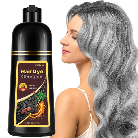 Silver Hair Dye, Instant Hair Dye Shampoo 3 in 1, Hair Color Dye for Men Women, Easy to Use, Shampoo Para Canas Long Lasting Effect for All Hair Types 16.9 Fl Oz (Silver Gray)