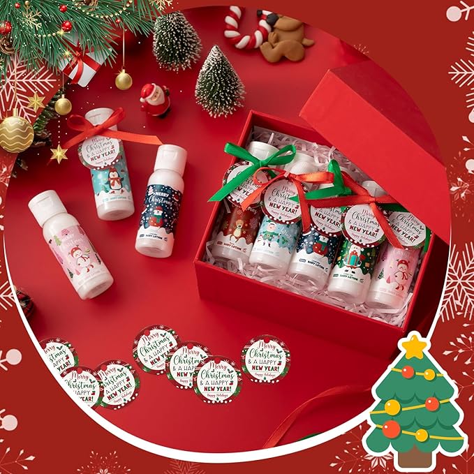 24 Set Christmas Hand Cream Gift Moisturizing Hand Lotion for Women Travel Size Lotion for Christmas Party Favors with Card for Xmas Mother Teacher Stocking Stuffer