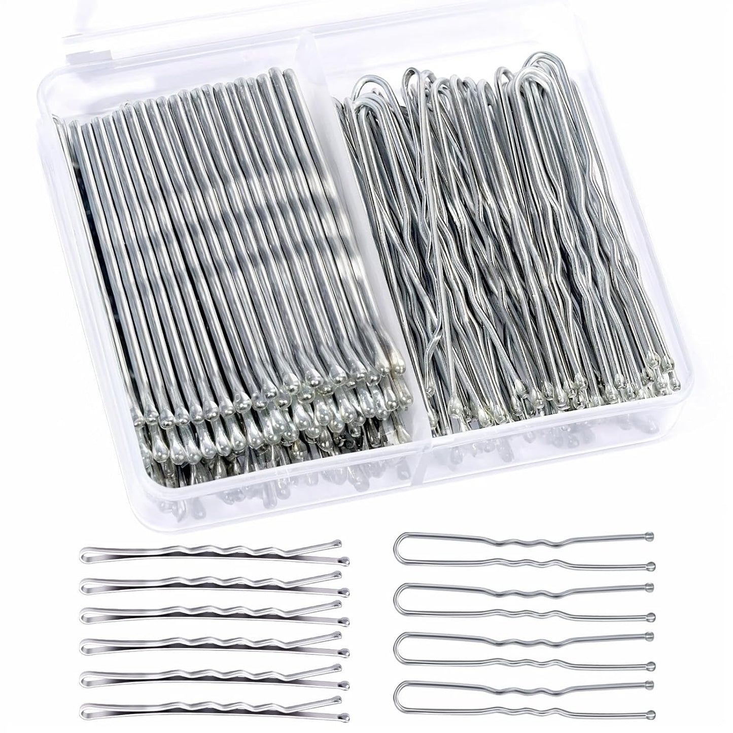 Teenitor Silver Bobby Pins for Gray Hair, Silver Hair Pins, 100Pcs Grey Bobby Pins for Gray Hair 2inch