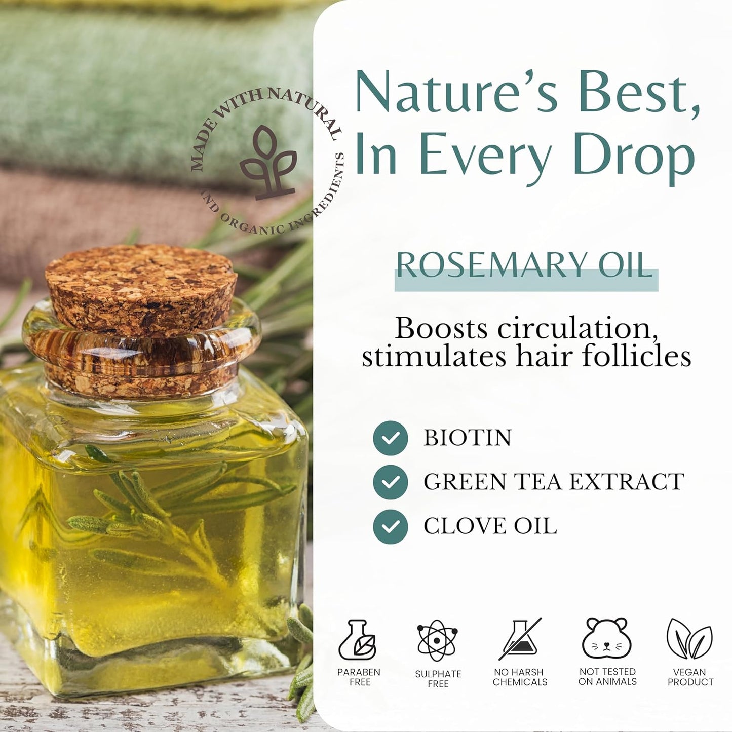 Rosemary Oil Shampoo & Conditioner Set with Biotin for Thinning Hair & Anti-Hair Loss, Strengthening Botanical Formula, Women & Men, Sulfate-Free, Organic, 16 fl oz Each