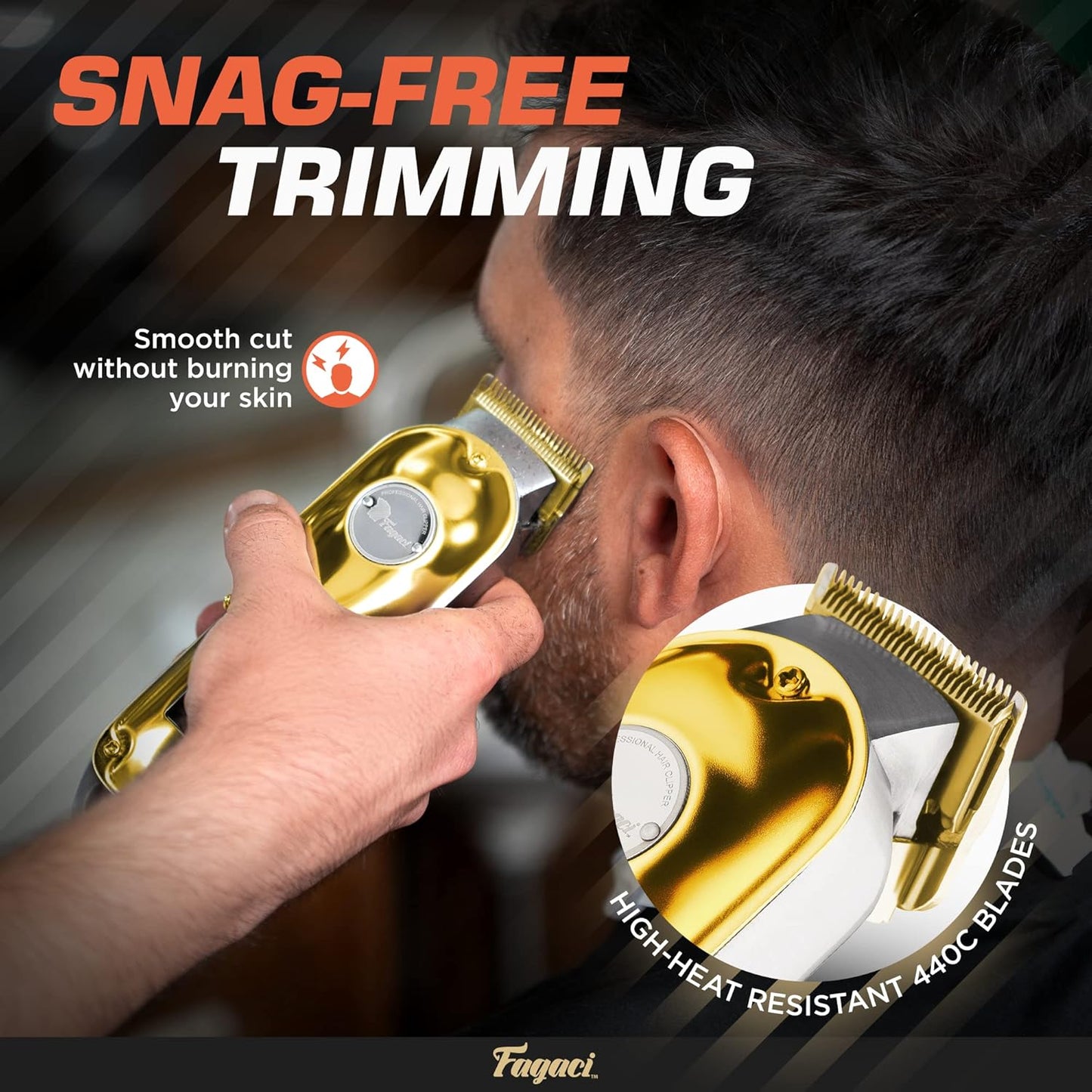 Fagaci Professional Hair Clippers - Cordless, Fine Cutting, Barber Kit for Men