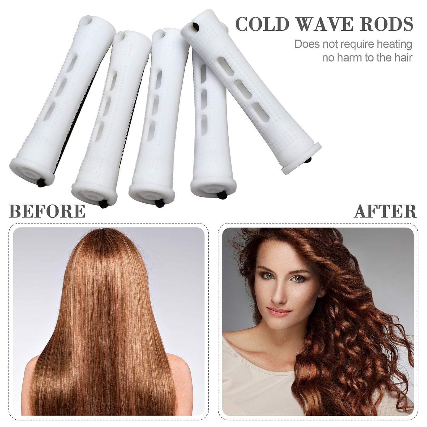 48 Pieces Hair Perm Rods Short Cold Wave Rods Plastic Perming Irons Hair Curling Rollers Curlers with Steel Pintail Comb Rat Tail Comb for Hairdressing Styling Supplies(0.63 Inch,White)