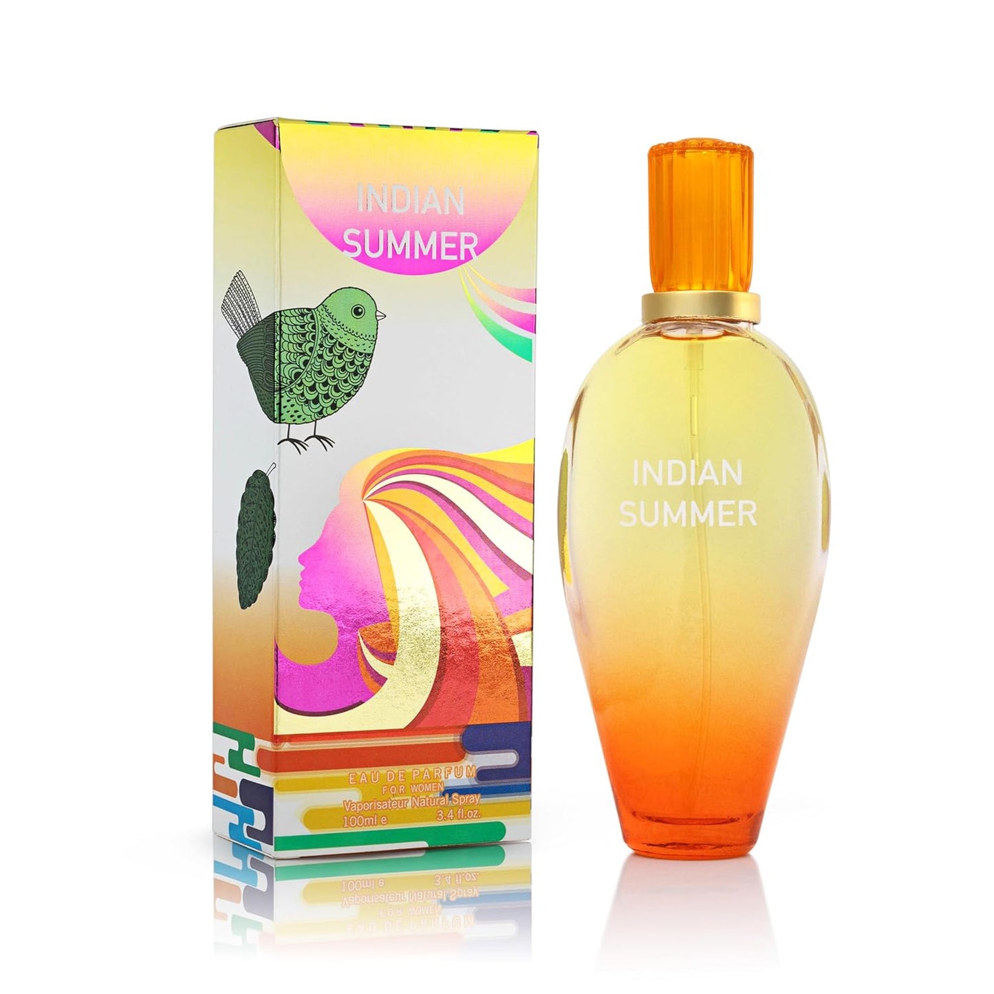 Indian Summer for Women 3.4 Fl Oz- Opening Scents of Mango, Nectarine & Orange - Sweet, Milky & Tropical Aromas of Coconut Blend - Base Notes of Sandalwood & Musk - Natural & Paraben Free, Parfume