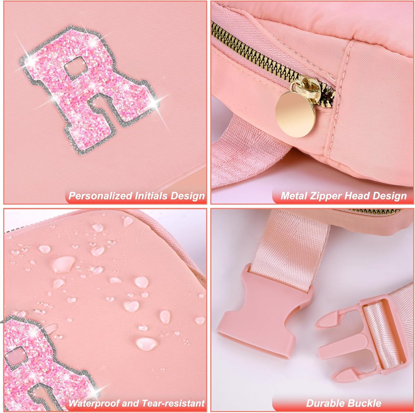 Teacher Appreciation Gifts,Teacher Gifts for Women,End of Year Teacher Gifts,Teacher Thank You Gifts Ideas from Student,Crossbody Bag Belt Bag Cute Trendy Stuff | Peach,Initial R