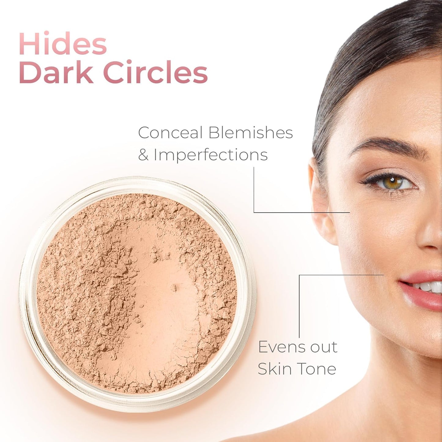 TIMELESS LOOK KIT (BEIGE) Full Size Mineral Makeup Set Matte Foundation Bare Face Sheer Powder Cover