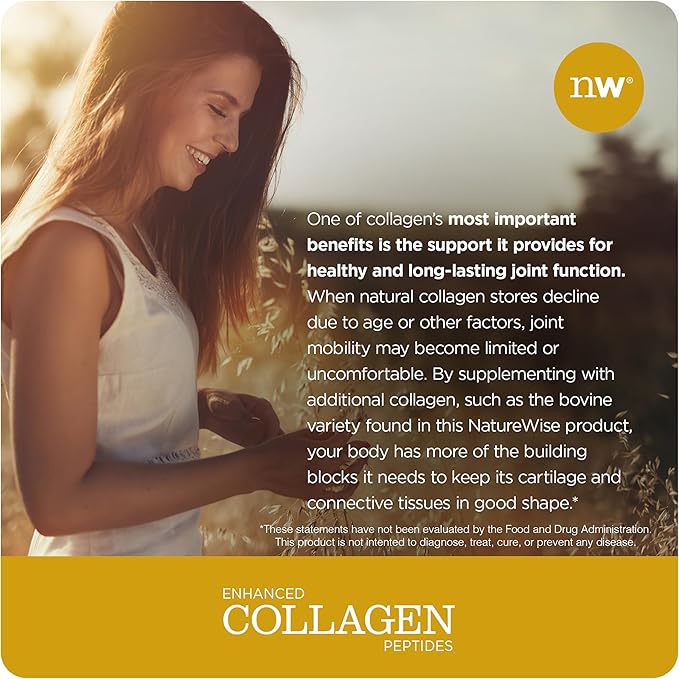NatureWise Collagen Peptides Powder for Women - Type 1 & 3 Grass-Fed - Supports Hair, Skin & Nail Health - Non-GMO, Dairy & Soy Free, Unflavored - 45 Servings[45-Day Supply]