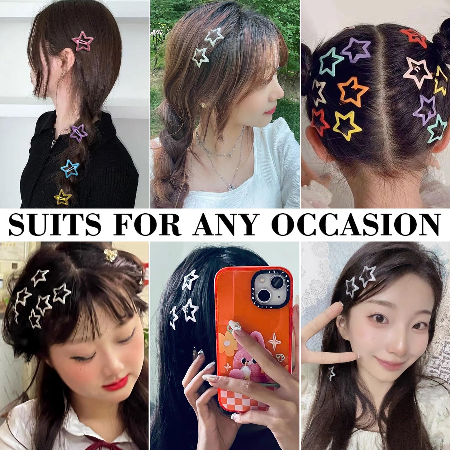 20 PCS Sparkling Star Hair Clips Snap Hair Accessories Non Slip Clips for Girls Women Metal Hair Clip Star Hair Barrettes Stars Hair Clips for Women Stars Hair Clip