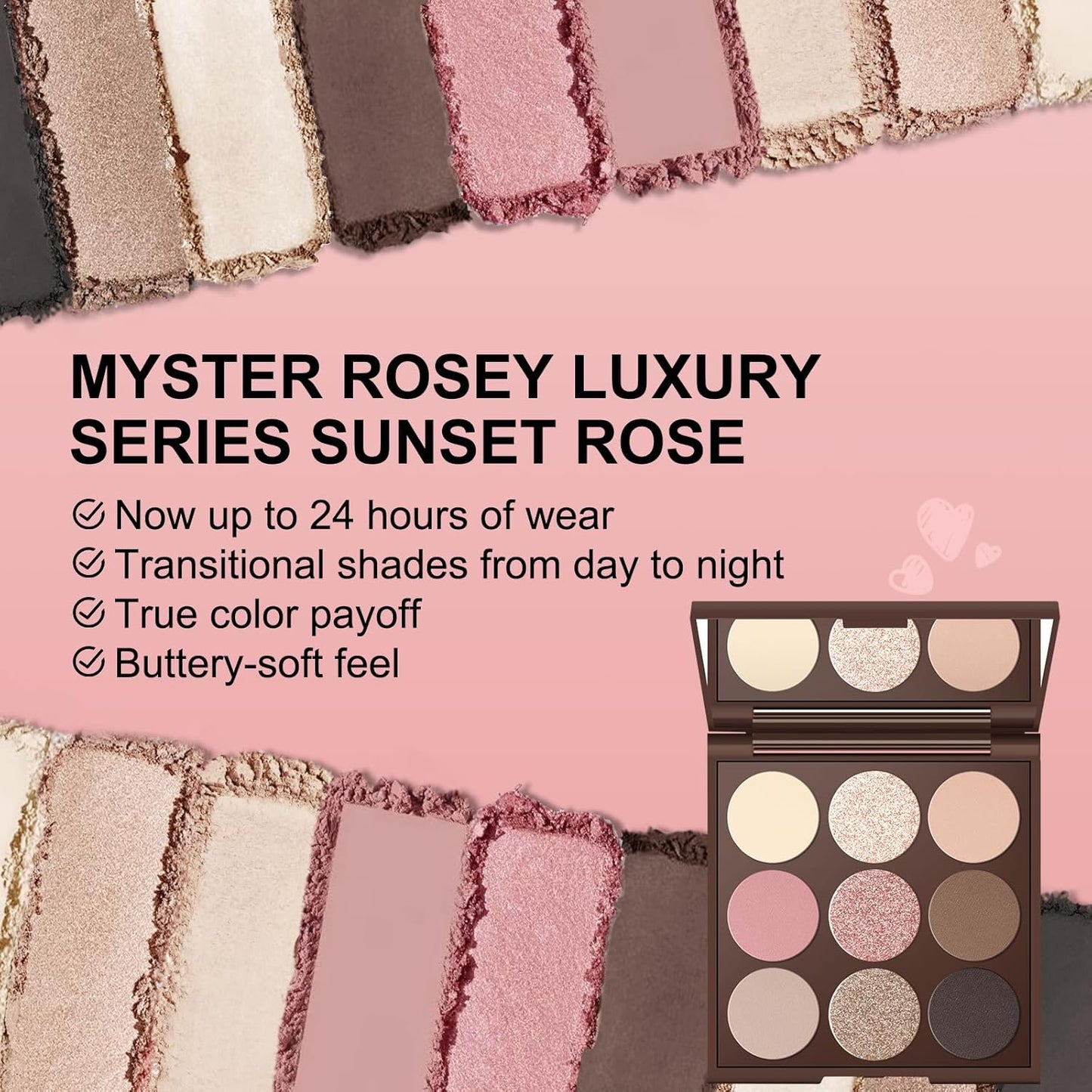 Neutral Eyeshadow palette, Nude eye shadow palette, High-Pigment eyeshadow makeup palette with Mirror, Long-lasting Wear, Vegan, Cruelty-free - 0.5oz