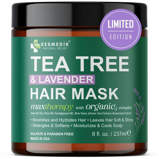 Pure Tea Tree Oil Hair Mask & Scalp Treatment, Deep Conditioner for Damaged & Dry Hair, Hydrates & Soothes Itchy, Scalp Psoriasis Relief, Men & Women, Paraben & Sulfates Free