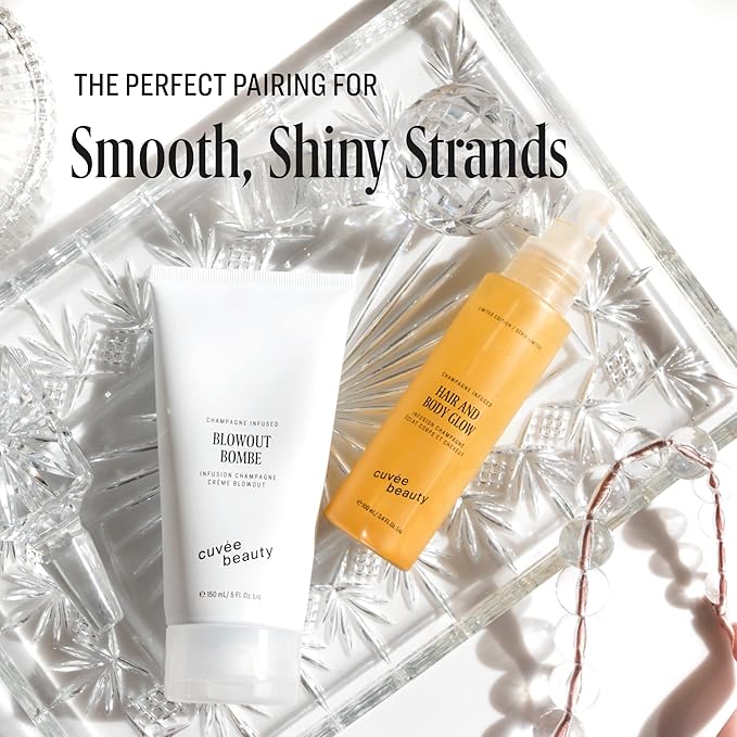 CUVÉE BEAUTY Cuvee Hair and Body Glow - 3 fl oz - Hydrates Hair & Skin with Light Shimmer, Tames Frizz + Adds Shine - Champagne-Infused Formula with Resveratrol & Ceramides - Color Safe