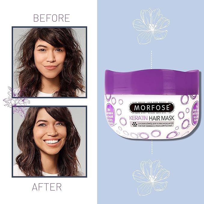 Morfose Keratin Hair Mask for Curls, Frizzy, Bleached Hair, Deep Conditioning with Improved Elasticity, 500ml