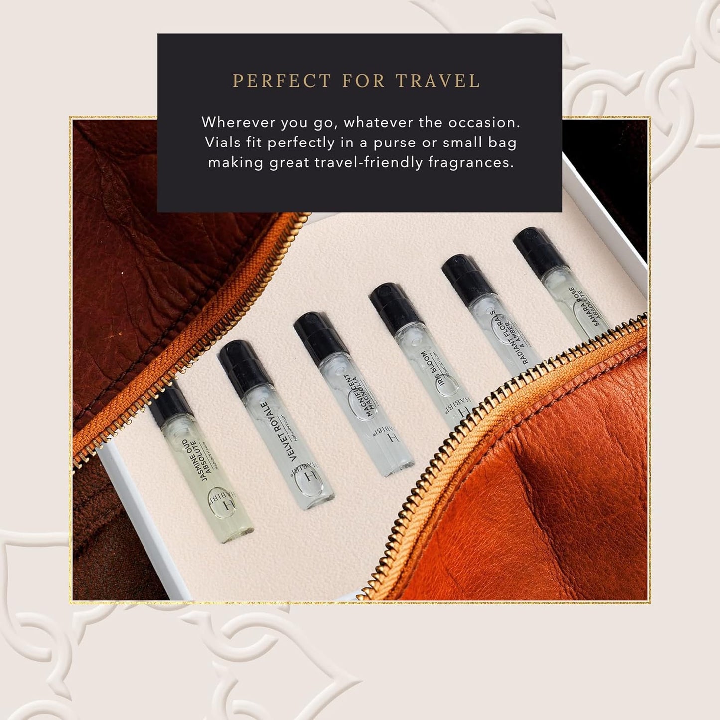 H HABIBI Deluxe Women's Discovery Perfume Sample Set – Luxury Eau De Parfum Fragrance Sampler for Women, Includes Iris, Magnolia, Jasmine Oud & Rose, Travel Size Gift Set, 5 x 2ml