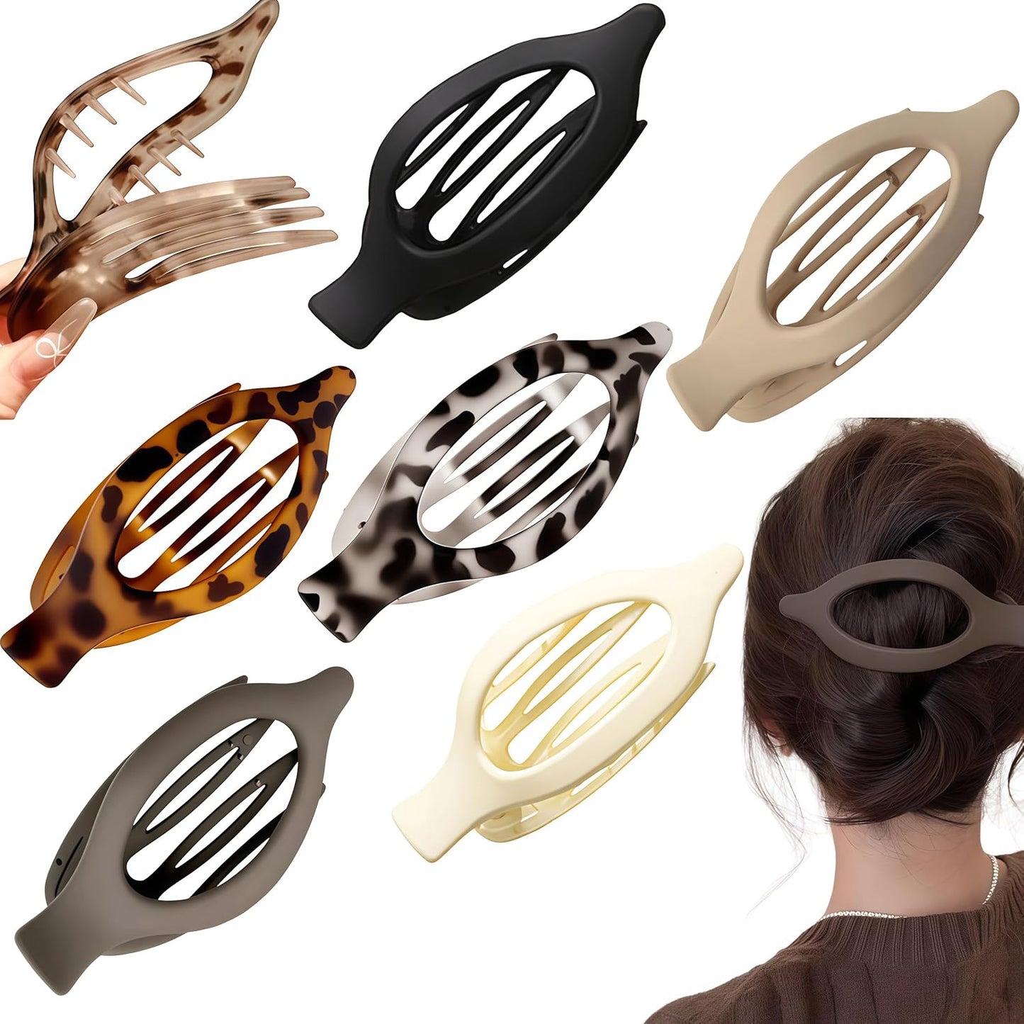 Flat Hair Clips for Women - 2026 New Flat Claw Clips for Women Duckbill Hair Clips for Thick or Thin Hair, No-Slip Grip Hair Styling Accessories for Daily Use Women & Girls (6 Pcs)