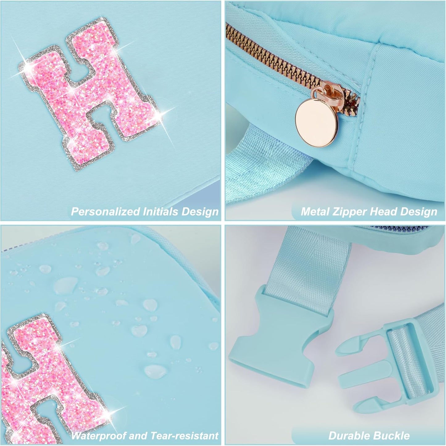 Fanny Pack Belt Bag Crossbody Bags with Initials Letter Patch Trendy Stuff for Teens Cute Stuff Birthday Gifts for Teenager Girls | H,Blue Bag