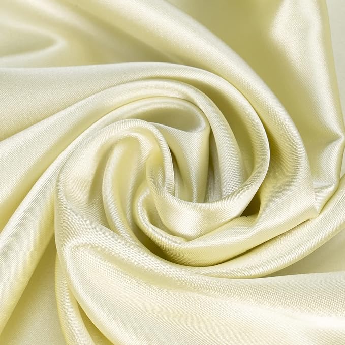 Vegan Silk Sleep Set, Silky Pillowcase with Large Scrunchie and Eye Mask for Hair and Skin, Self Care Essential Satin Night Routine Kit (Light Yellow Color)